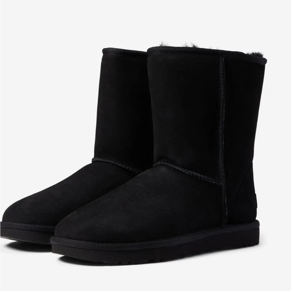 UGG Classic Short II Black Suede Mid-Calf Boots Women’s 9 - Picture 14 of 16